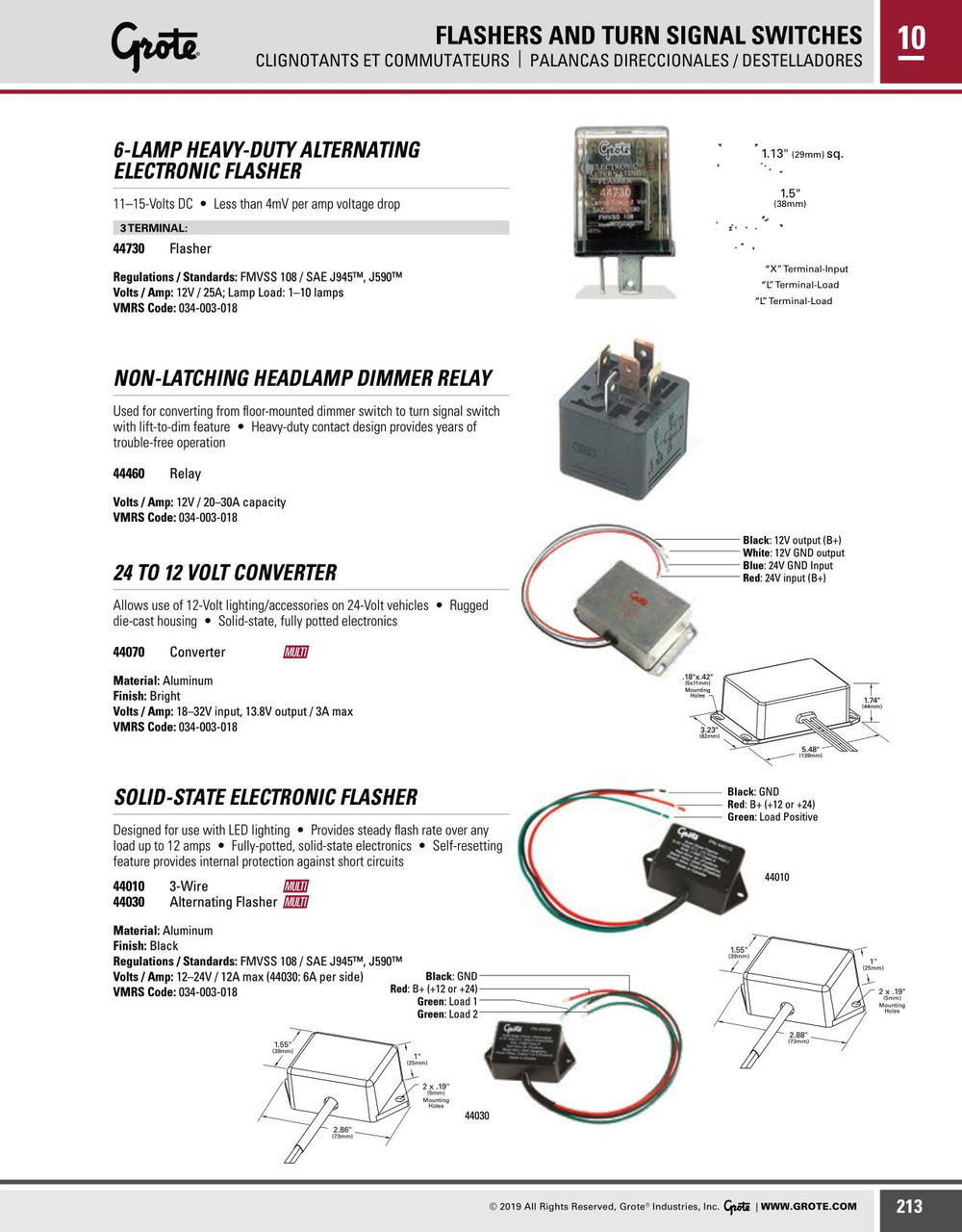 3 Pin Flasher 6 Lamp Heavy-Duty Alternating Electronic  44730