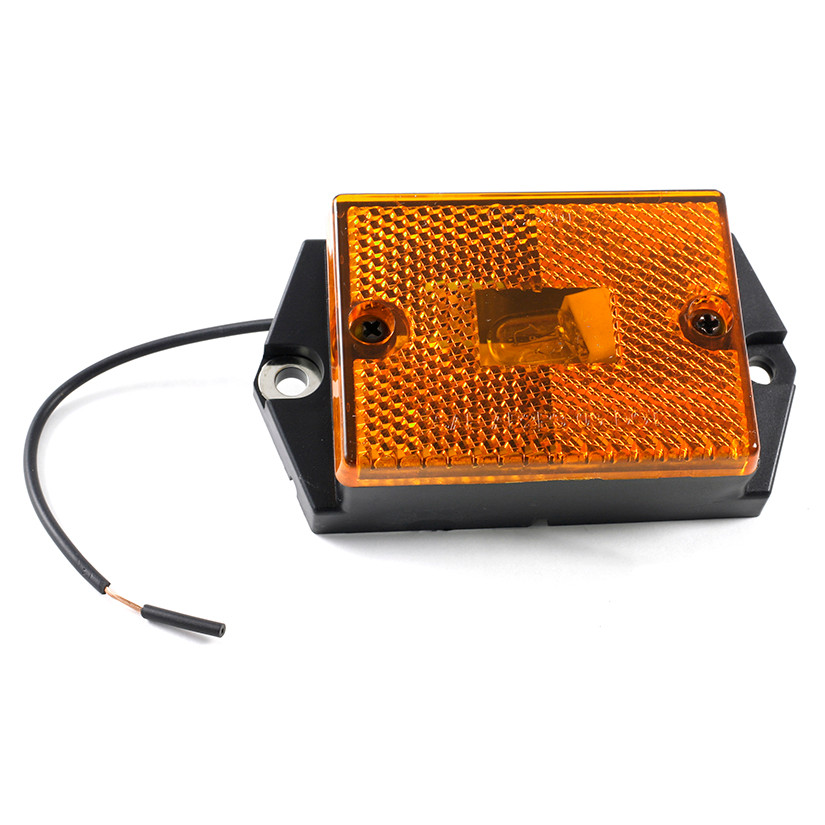 Rectangular Single-Bulb Clearance/Marker Lamp w/Built-In Reflector - Amber  46393