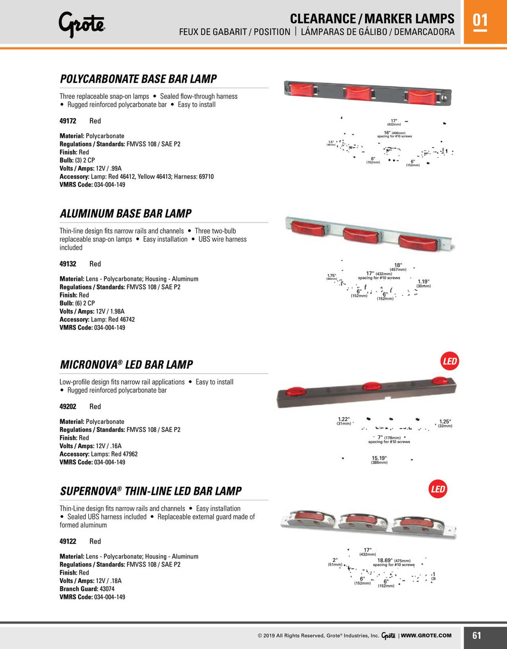 Aluminum Thin-line Ligth Bar - Red  49132