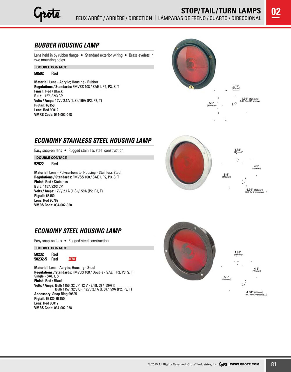 Economy Steel Lamp Double Contact - Red  50232