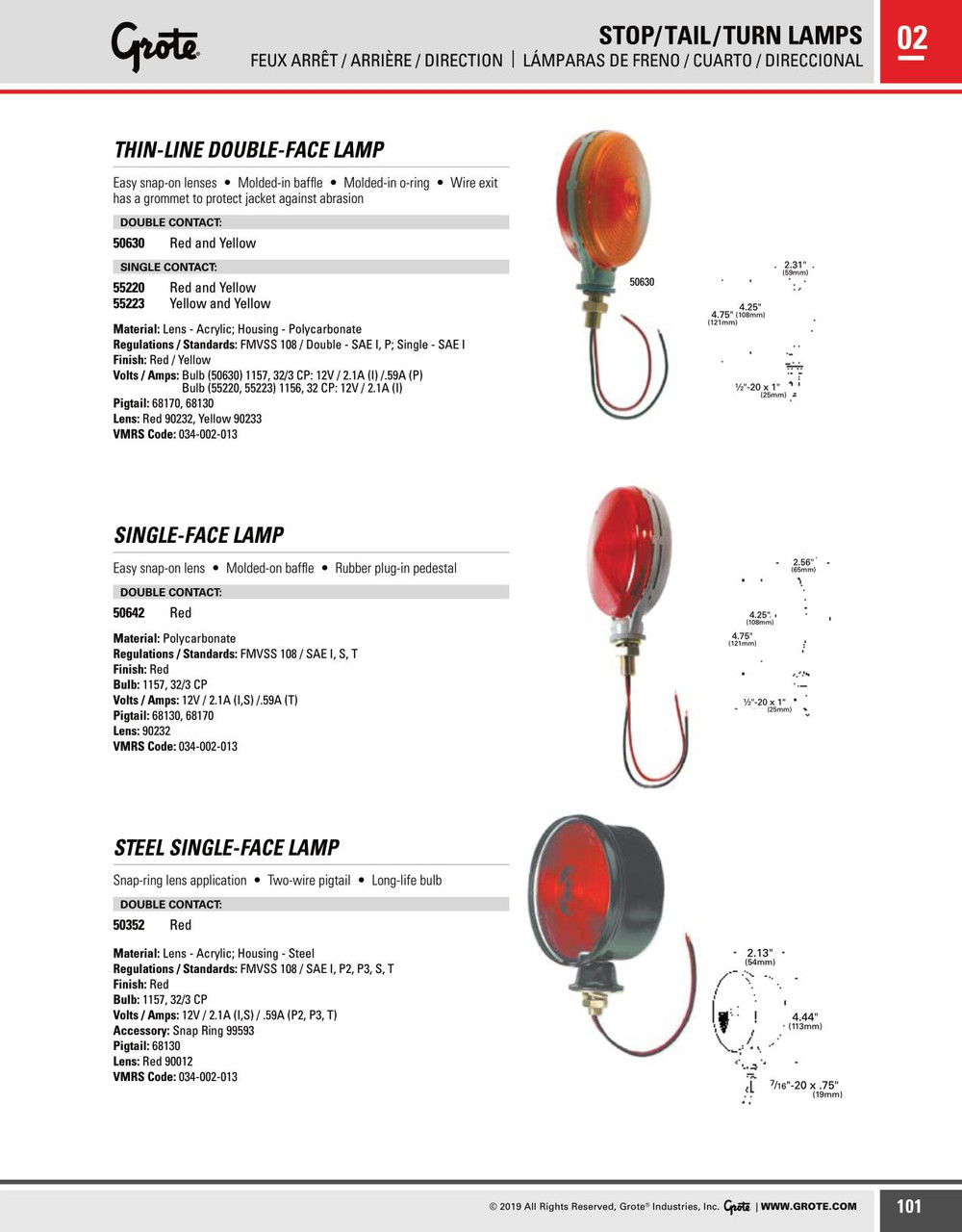 Thin-Line Double Faced Lamp Double Contact - Red/Amber  50630