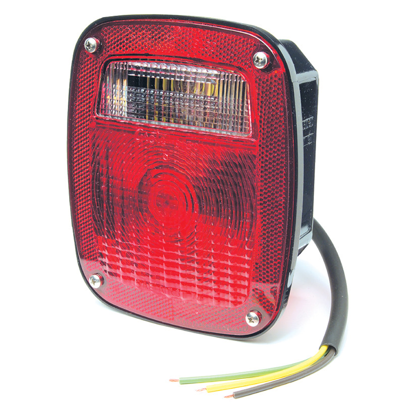 Three-Stud Peterbilt® Chevrolet® Jeep® GMC® Stop/Tail/Turn Lamp & License Window w/Pigtail - Red  50972
