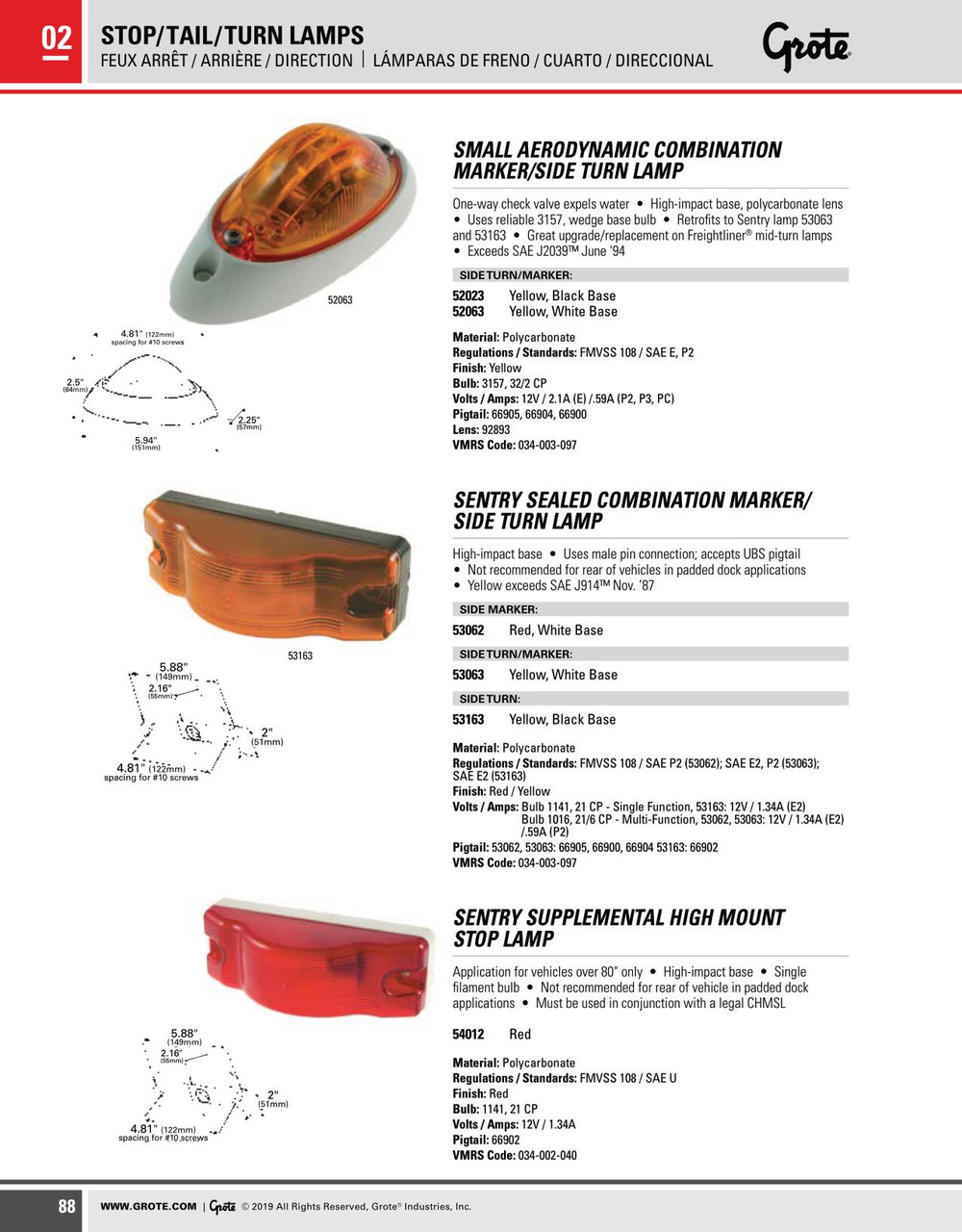 Sentry Sealed Marker & Side Turn Lamp - Amber  53063