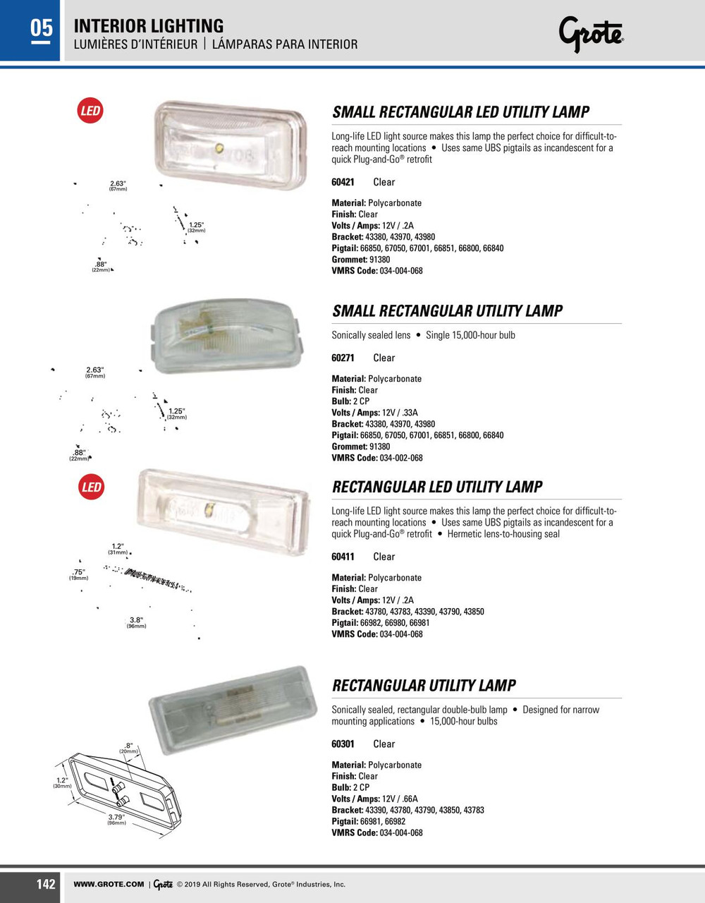 Small Rectangular Utility Lamp - Clear  60271