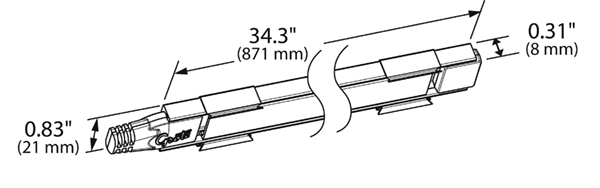 34.02" LED Lamp Strips Mounted w/Extruded - Aluminum Angle Rails - Clear  61T60
