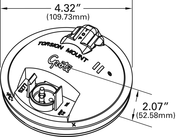 4" Torsion Mount® II Single-System Backup Lamp w/Male Pin - Clear  62211