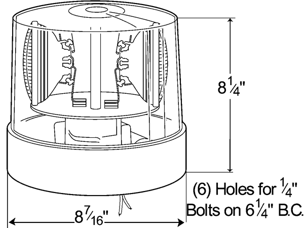 Class I Two Bulb Sealed Beam Roto-Beacon - Amber  76223