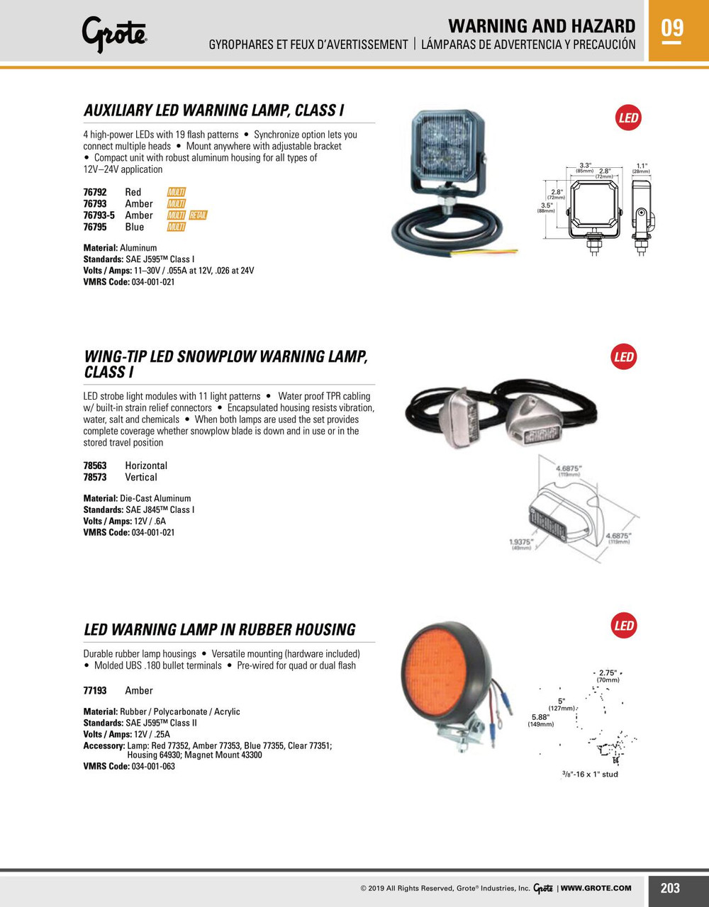 12/24V Auxiliary LED Strobe Lamp - Amber  76793