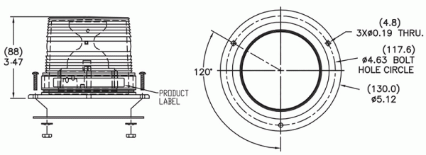 Material Handling LED Beacon Class III Permanent Mount Short Lens - Clear  78091