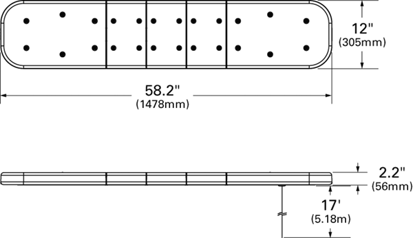 58" Large Tow Bar LED Lamp Bar w/Stop/Tail/Turn & Work Lamp - Amber  79153