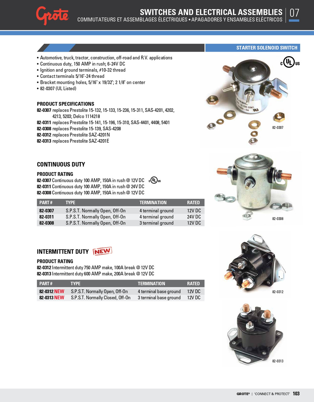 Starter Solenoid Switch 4 Ground 24V  82-0311
