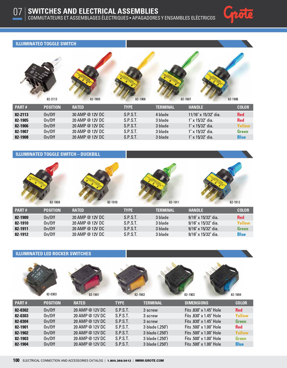 Toggle Switch - Illuminated - Blue  82-1908