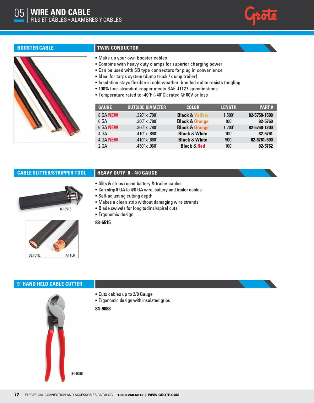 6 AWG Booster Cables - Twin Conductor @ 1200' - Black/Orange  82-5760-1200
