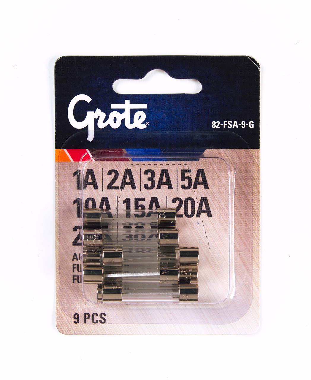 (1A 2A 3A 5A 10A 20A 25A 30A) AGC Glass Fuse 32V @ 9 Pack  82-FSA-9-G