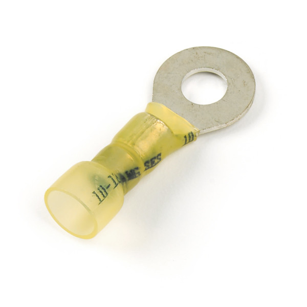 12 - 10 AWG Crimp Solder & Seal Ring Terminals #10 @ 25 Pack - Yellow  83-1943