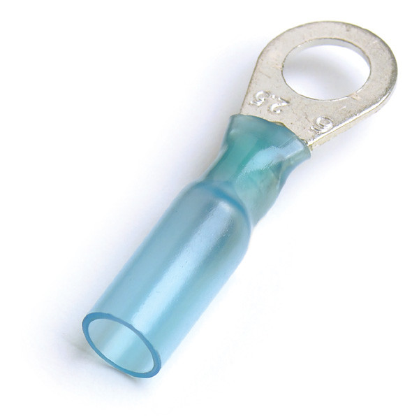 16 - 14 AWG Heat Shrinkable Ring Terminals 3/8" @ 50 Pack - Blue  83-2414