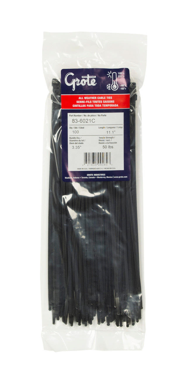 Nylon Cable Ties All Weather 11.1" @ 100 Pack - Black  83-6021C