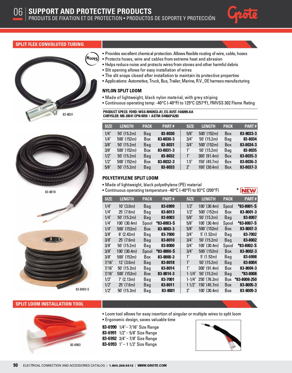 3/8" Split Flex Convoluted Tubing @ 50' - Black  83-8000