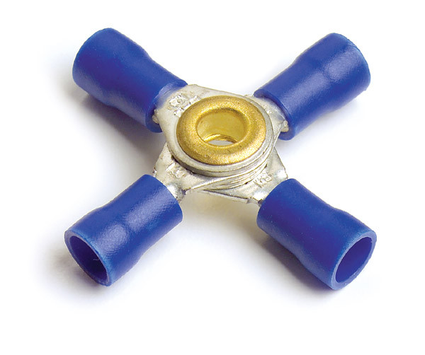 16 - 14 AWG Vinyl 4-Way "X" Connectors @ 5 Pack - Blue  84-2382