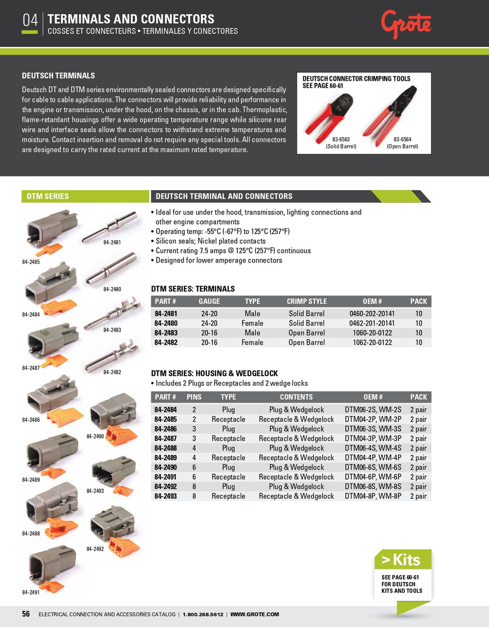 Deutsch - DTM Series Housing and Wedgelocks 3-Way Male Receptacle @ 2 Pairs  84-2487