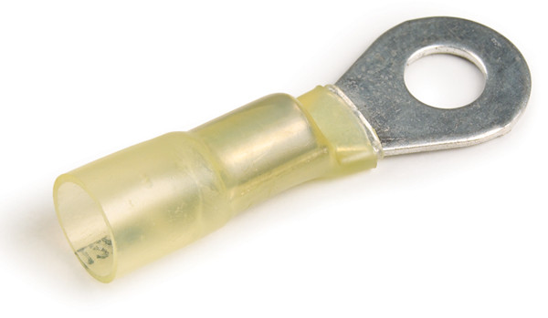 12 - 10 AWG Heat Shrink & Solder Ring Terminals 5/16" @ 25 Pack - Yellow  84-2815