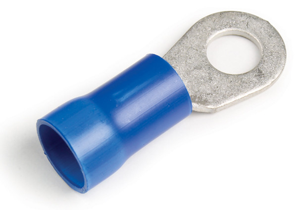 6 AWG Vinyl Ring Terminals 1/4" @ 25 Pack - Blue  84-2941