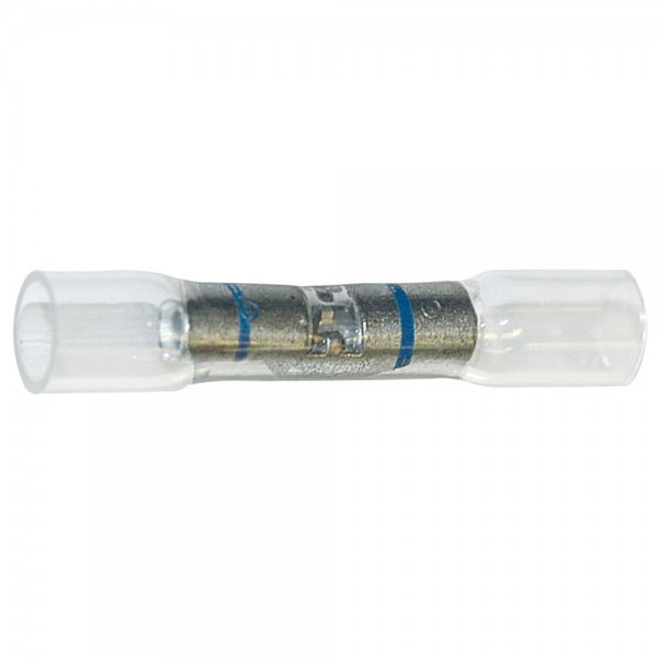 16 - 14 AWG Heat Shrinkable Butt Connectors @ 15 Pack - Clear w/Blue Stripe  84-4350