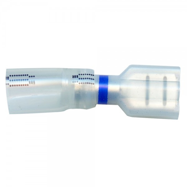 16 - 14 AWG Heat Shrinkable Quick Disconnects Female .250" @ 15 Pack - Clear w/Blue Stripe  84-4432