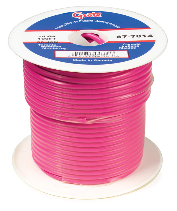 14 AWG General Purpose Thermo Plastic Wire @ 100' - Pink  87-7014