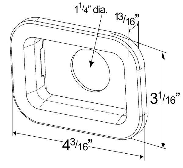 Small Rectangular Lamp Grommet - Black  93402