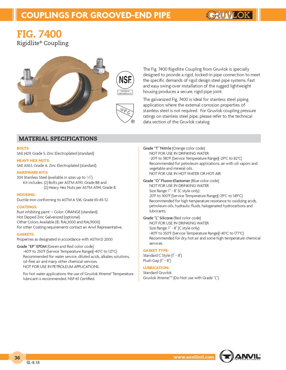 Rigidlite® Fig. 7400 Coupling 5 1/2" O.D