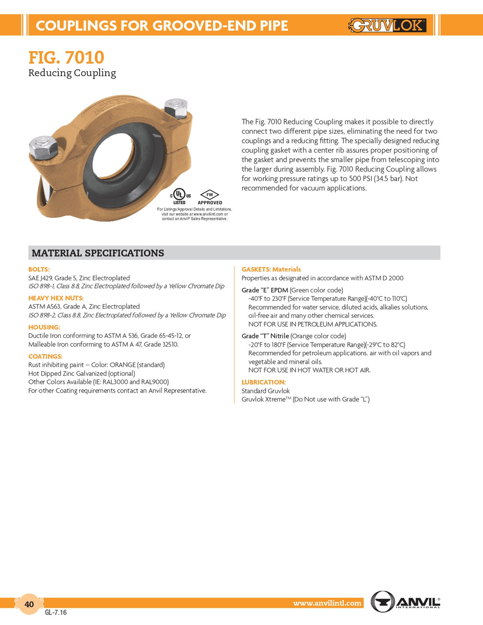 Fig. 7010 Reducing Coupling 6 x 5"