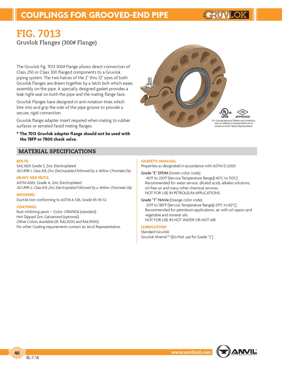 Fig. 7013 Gruvlok® Flange 300# 4"
