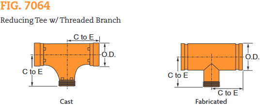 Fig. 7064 Reducing Tee /w MNPT 12 x 12 x 5"
