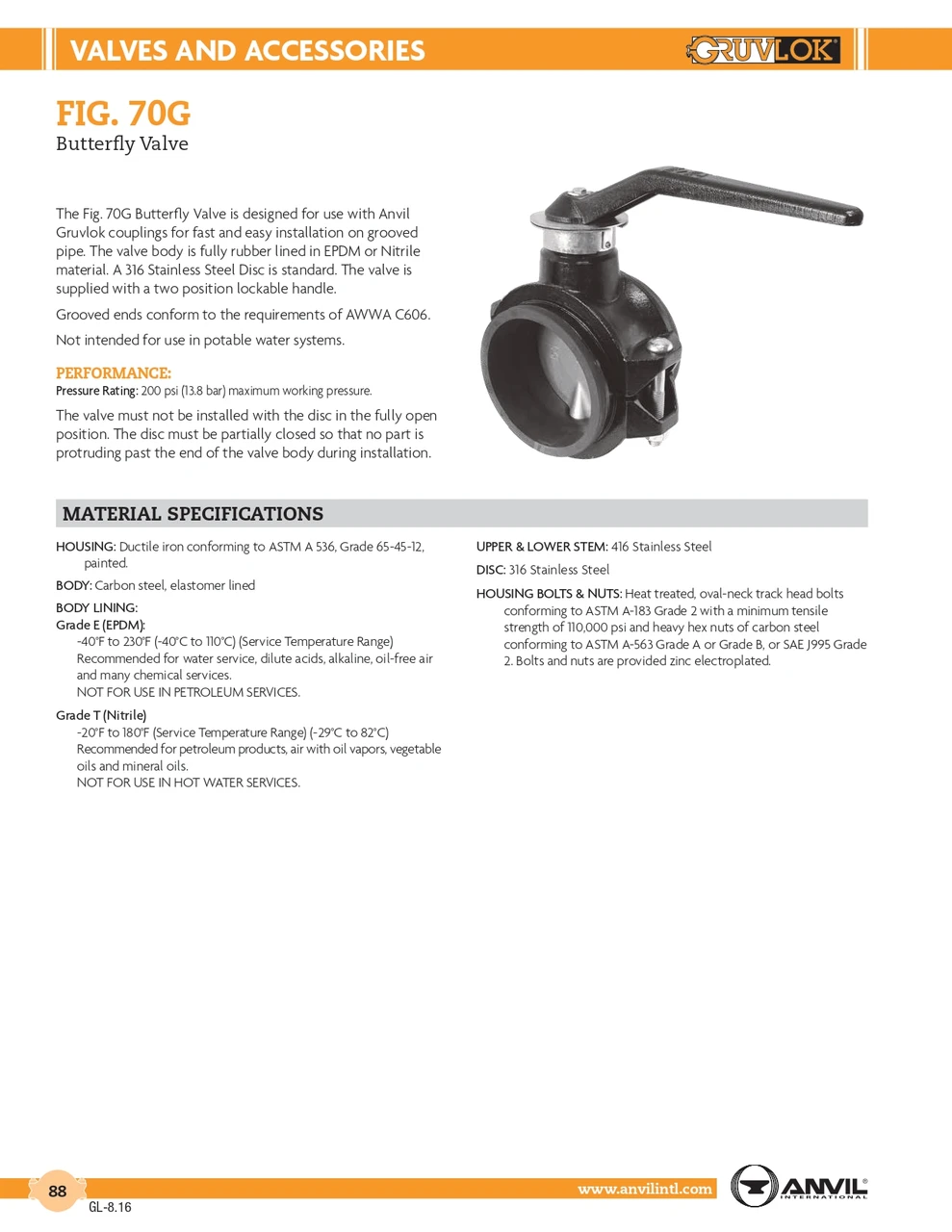 Fig. 70G Butterfly Valve 4"