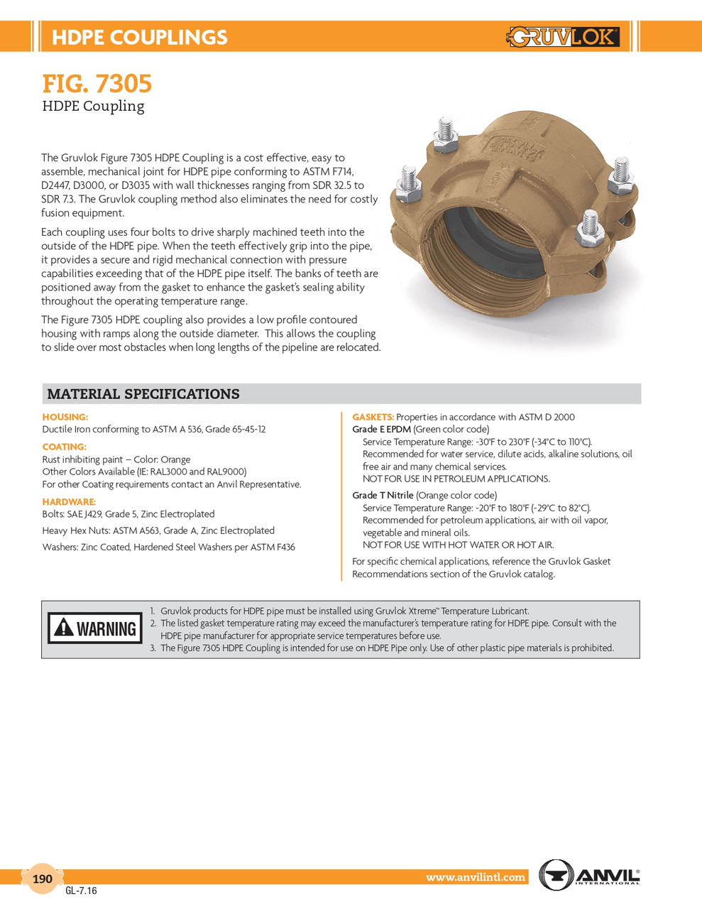 Fig. 7305 HDPE Coupling 6"