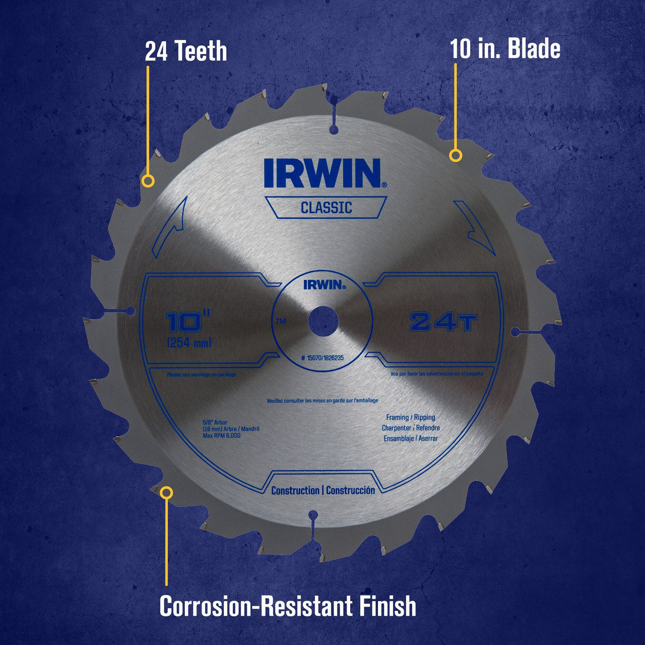 5 Pc. 10" 24T Classic Series Circular Saw Blade   15070