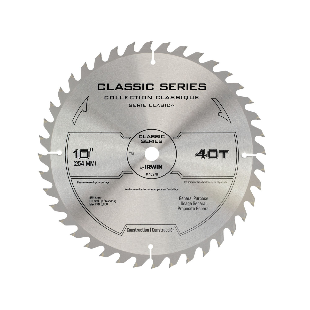 5 Pc. 10" 40T Classic Series Carbide Circular Saw Blade   15270