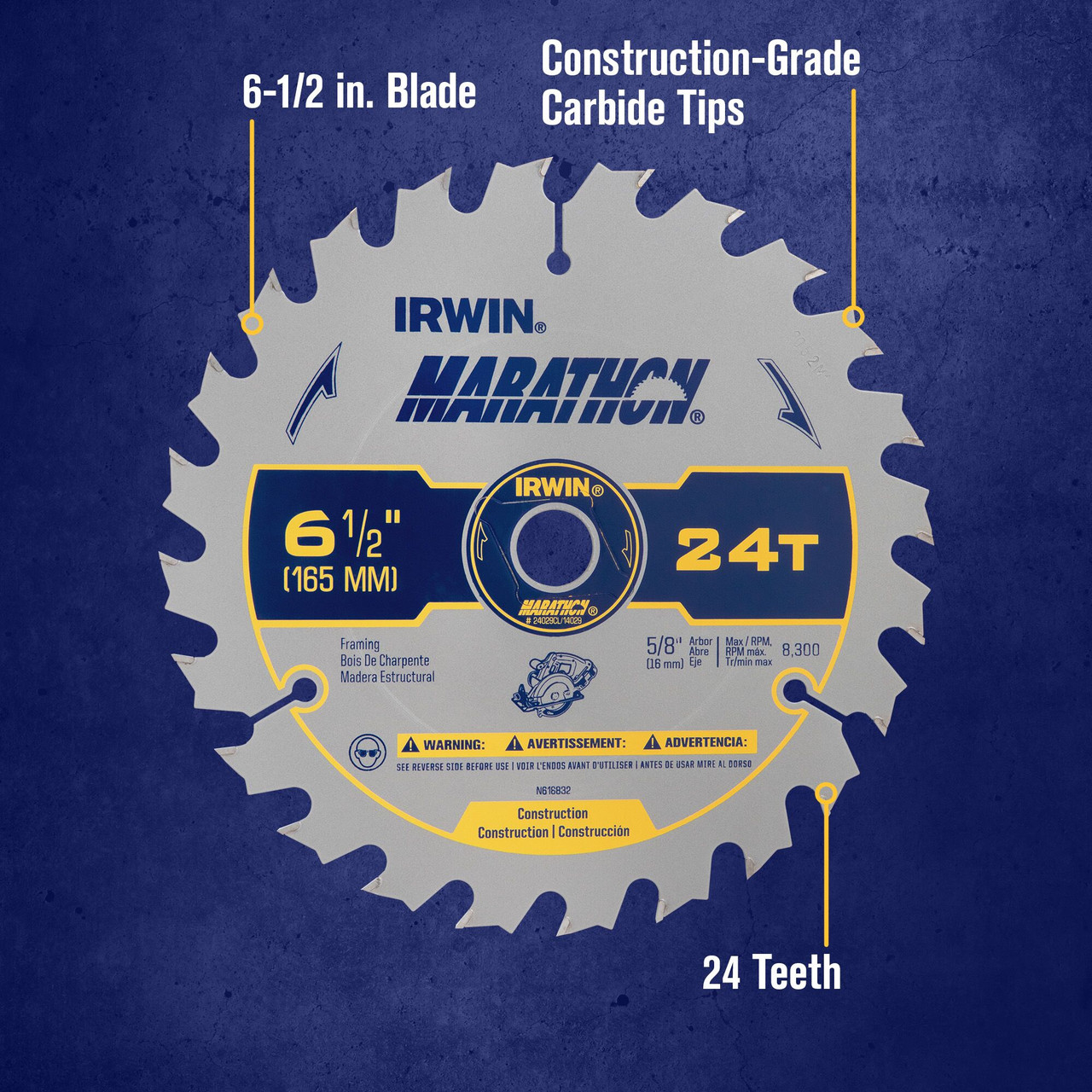 3 Pc. 6-1/2" 24T Marathon® Carbide Circular Saw Blade   24029CL