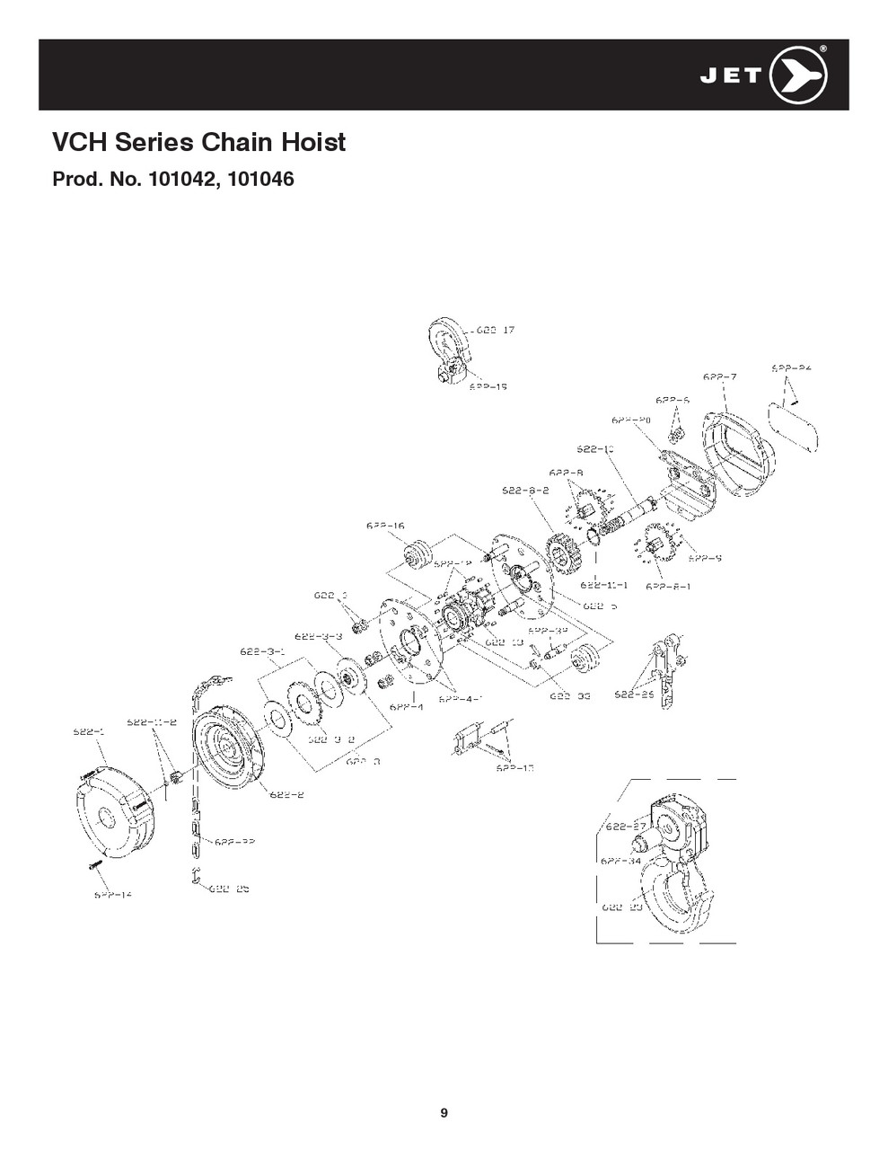 3T @ 10' Lift VCH Series Chain Hoist  101042