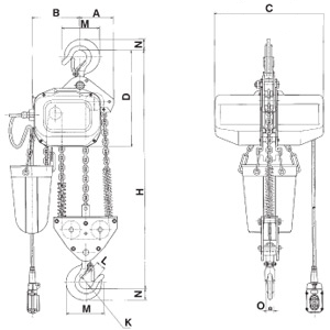 3T @ 15' Lift 115V H/D Electric Chain Hoist 107205