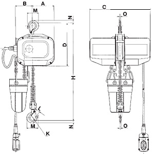 1T @ 15' Lift 575V H/D Electric Chain Hoist 107263
