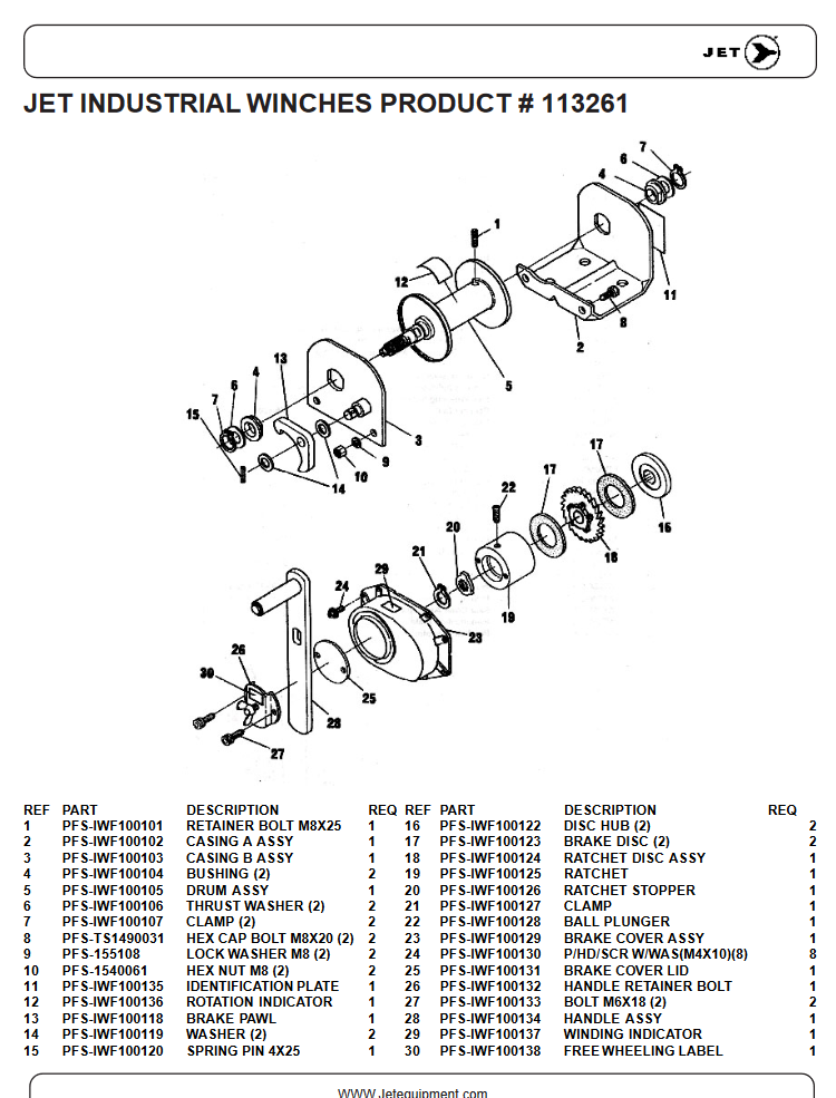 220 Ibs. Capacity SH/D Hand Winch 113261