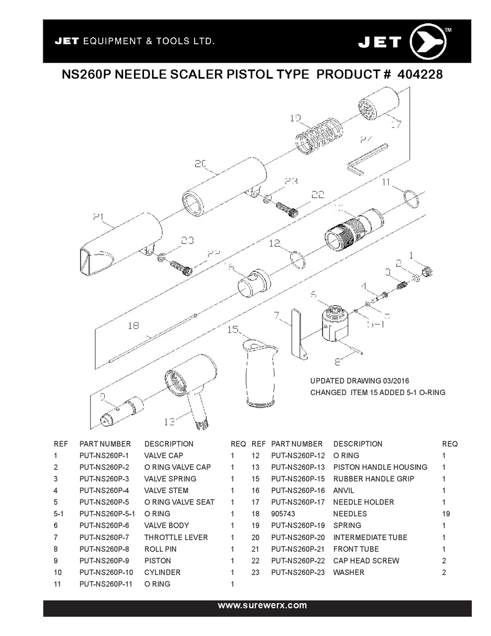 Standard Duty Pistol Grip Type Needle Scaler 404228