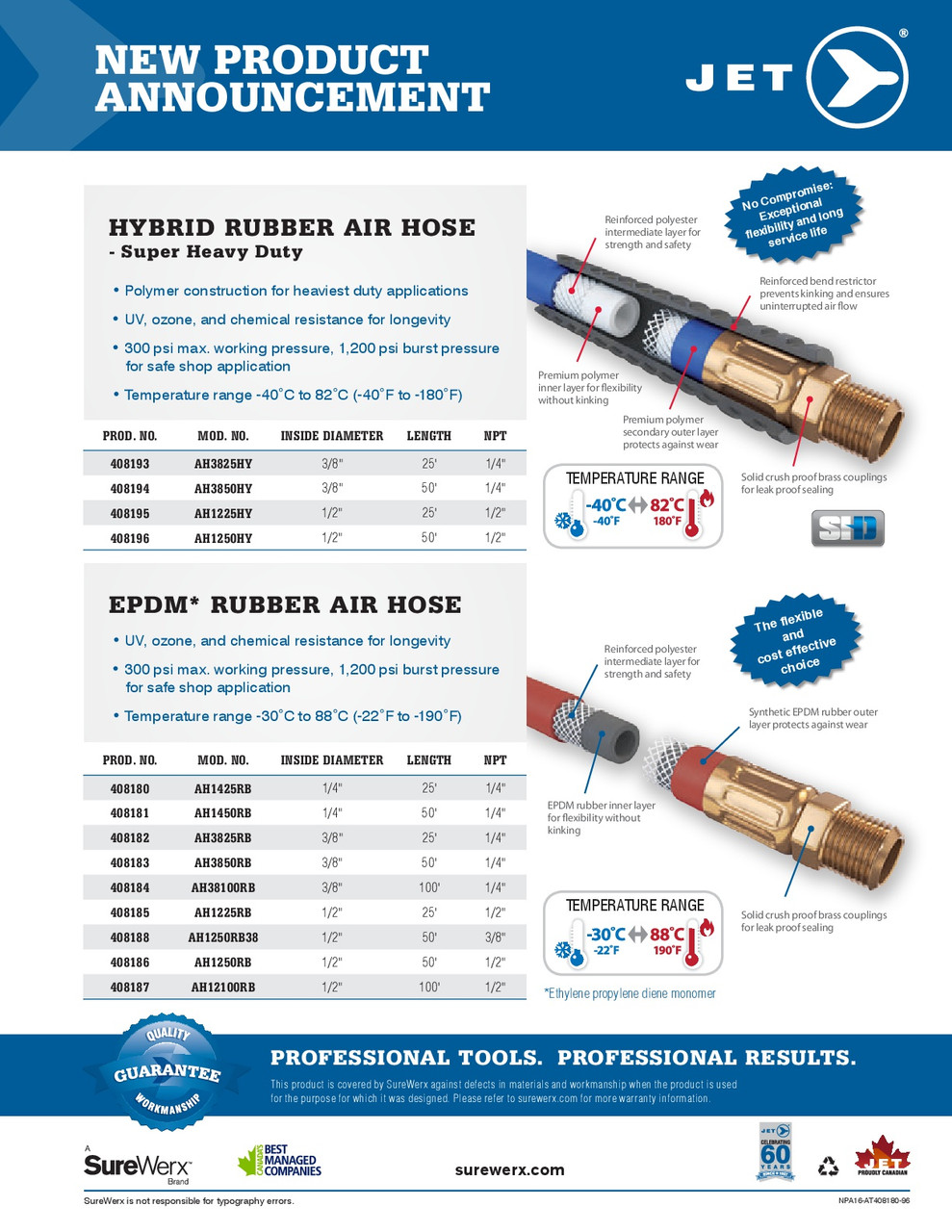 1/2" x 25' PVC Hybrid Air Hose  408195