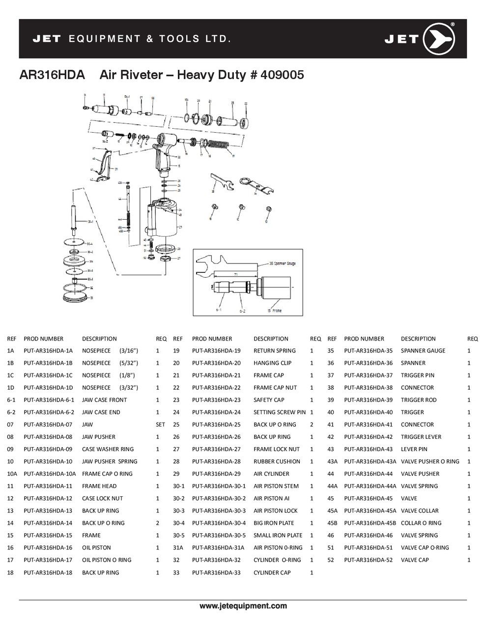 3/16" H/D Air Riveter  409005
