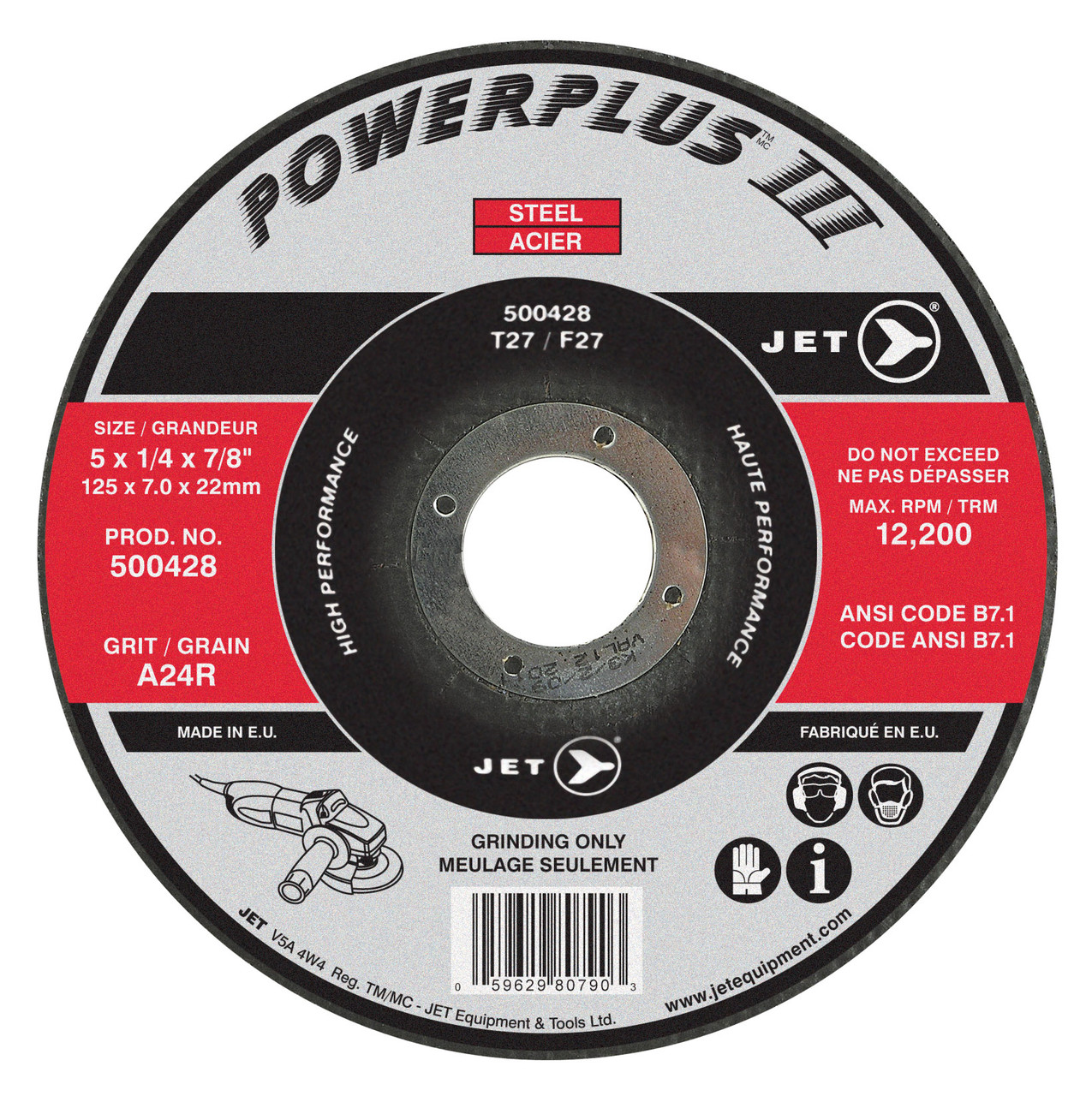 5 x 1/4 x 7/8" A24R POWERPLUS III T27 Grinding Wheel 500428