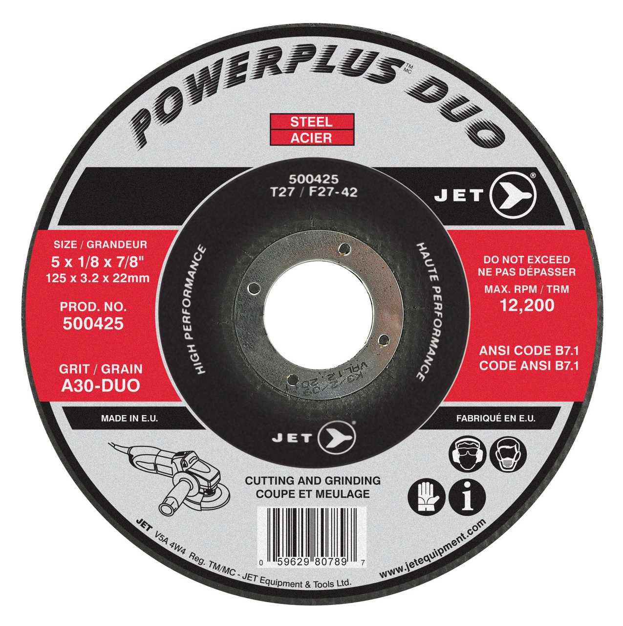 9 x 1/8 x 7/8" A30-DUO POWERPLUS DUO T27 Cutting/Grinding Wheel  500445