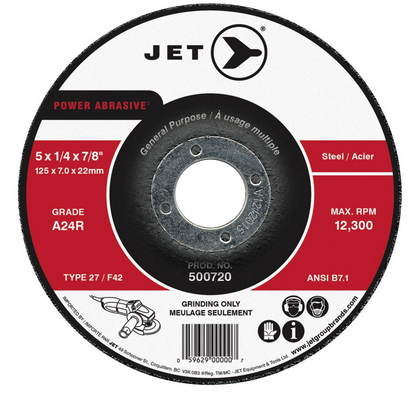 5 x 1/4 x 7/8" A24R POWER ABRASIVE T27 Grinding Wheel  500720