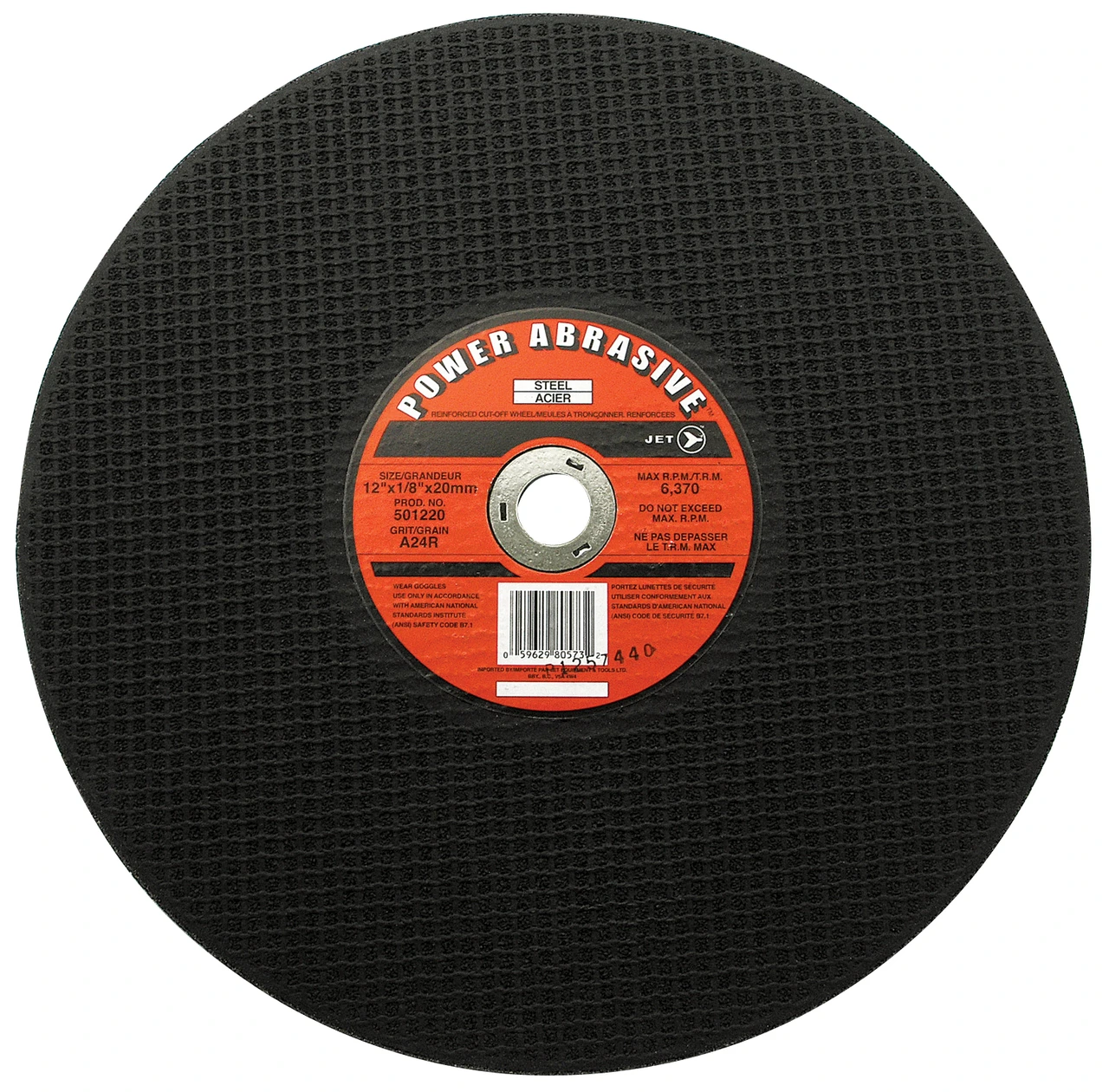 12 x 1/8" x 20mm A24R POWER ABRASIVE T1 Cut-Off Wheel 501220